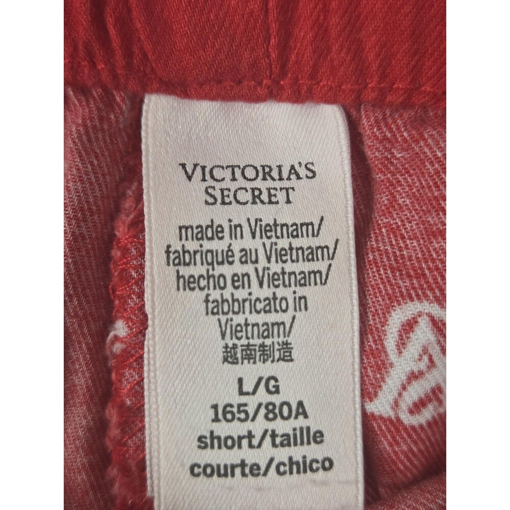 Victoria's Secret Pajama Set Womens L Red Polka Dot Button Front Logo Sleepwear - Picture 14 of 16